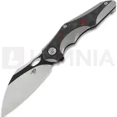Bestech Nogard - Blackwash + Satin - Black Red Marble CF Taschenmesser, grau