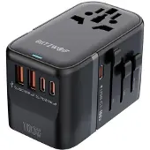 BlitzWolf BW-TA2 5-in-1 Reiseadapter mit 2xUSB-A 20W, 2xUSB-C 18W, 1xUSB-C PD 100W (GaN) – kompakt und reisefreundlich