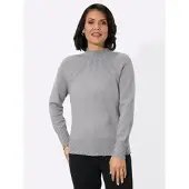 Casual Looks Stehkragenpullover "Stehkragen-Pullover", Damen, Gr. 44, grau (steingrau, meliert), 50% Viskose, 28% Polyester, 22% Polyamid, meliert, unifarben, Pullover Stehkragenpullover