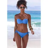 s.Oliver Bügel-Bandeau-Bikini-Top "Oana", Damen, Gr. 38, Cup C, blau, Microfaser, Strukturmuster, Bikini-Oberteile Bügel-Bandeau-Bikini-Top, mit Strukturmuster