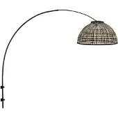 Steinhauer Schwarze Wandlampe Nox Light mit Bambusschatten Ø60 cm