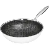 Hensslers Wok 28 cm, Edelstahl, Antihaft, Wabenstruktur, Mehrschichtmaterial, 60% verbesserte Wärmeverteilung, Induktion, Backofenfest