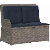 Syfax Poly-Rattan Gartenbank Grau 2-Sitzer verstellbare Rückenlehne 110x67x95 cm