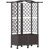 vidaXL Hochbeet mit Rankgitter und Dach Braun 122 x 40 x 144 cm PP