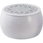 Syfax Runder gehämmerter Couchtisch Weiß Ø 55 x 55 cm Aluminium