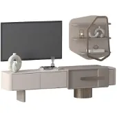 JVmoebel Wohnwand Moderner Stil Beige Farbe Geräumige Wohnwand Elegantes Design