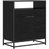 Syfax Schubladenschrank 4-Schublade Schwarz Eichen-Optik