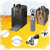 Ich-zapfe Komplett Set - Zapfanlage JET 30 Bierkoffer, Bierzapfanlage, Durchlaufkühler 1-leitig Trockenkühler, bis zu 35 Liter/h mit Holzfass, Zapfkopf:ohne