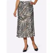 Lady Schlupfrock , Damen, Gr. 24, beige (elfenbein, schwarz, bedruckt), 100% Viskose, bedruckt, gemustert, mehrfarbig, wadenlang, Röcke Schlupfrock