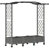 vidaXL Hochbeet mit Rankgitter und Dach Hellgrau 169 x 40 x 129 cm PP