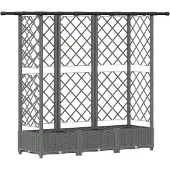vidaXL Hochbeet mit Rankgitter und Dach Hellgrau 164 x 40 x 121 cm PP