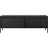 Domo SENSO TV-Lowboard geriffelte MDF-Fronten, Push-to-Open, Schwarz, Metallbeine, 153x40x54 cm