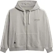 Superdry für Damen. W2012425A Athletic Essentials Entspanntes Sweatshirt mit Reißverschluss grau (XL), Lässig, Baumwolle
