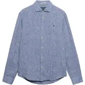 Superdry für Herren. M4011103A Riviera Leinenhemd blau (L), Lässig, Langarm