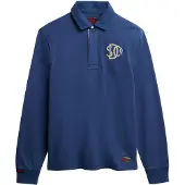 Superdry für Herren. M2014011A Vintage Athletic Rugby blau Polohemd (XXL), Lässig, Baumwolle, Langarm