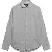 Superdry für Herren. M4011103A Graues Riviera Linen-Hemd (L), Lässig, Leinen, Langarm
