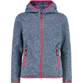 CMP - Girl's Jacket Fix Hood Jacquard Knitted 3H19825 - Fleecejacke Gr 128 grau