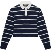 Superdry für Damen. W6012175A Gestreiftes Poloshirt Rugby navy (M), Lässig, Baumwolle, Langarm, Marine
