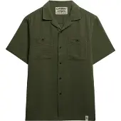 Superdry für Herren. M4011123A Merchant Texturiertes grünes Hemd (S), Lässig, Baumwolle, Kurzarm