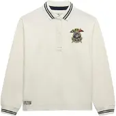 Superdry für Damen. W6012211A Crest Rugby Poloshirt weiß (M), Lässig, Baumwolle, Langarm