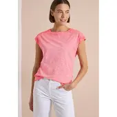 Cecil T-Shirt , Damen, Gr. XXL (46), pink (coral), Jersey, Obermaterial: 100% Baumwolle, regular fit normal, U-Boot-Ausschnitt, Shirts T-Shirt, U-Boot-Ausschnitt, Garment-Dye Optik