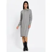 HEINE Strickkleid "Strickkleid Strickkleid", Damen, Gr. 38, N-Gr, grau (steingrau, champagner, meliert), Modisch, Rundhals, Kleider Strickkleid