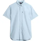 Superdry für Herren. M4010944A Blaues Oxford-Hemd (L), Lässig, Baumwolle, Kurzarm