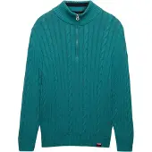 Superdry für Damen. W6110741A Slouchy-Pullover mit halbem Verschluss in Blaugrün (M), Lässig, Baumwolle, Türkis