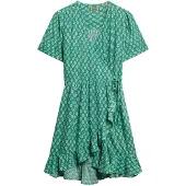 Superdry für Damen. W8011877A Wickelkleid grün (S), Lässig, Polyester, Kurzarm