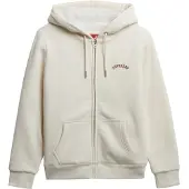 Superdry für Damen. W2012323A Kapuzen-Sweatshirt mit Reißverschluss ?Borg Lined? in Off-White (XS), Weiß, Lässig, Baumwolle