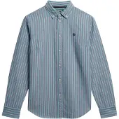 Superdry für Damen. W4010565A Schmal geschnittenes Oxford-Hemd blau (M), Lässig, Baumwolle, Langarm