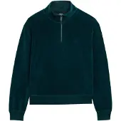 Superdry für Damen. W2012370A Sweatshirt mit halbem Reißverschluss Velour Half grün (XL), Lässig, Baumwolle