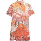 Superdry Mandarin Jacquard Kurzes Kurzarmkleid