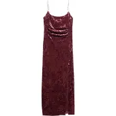 Superdry für Damen. W8011729A Langes Kleid aus Samt Diamonte kastanienbraun (M), Party, Polyester, Ärmellos / Hosenträger