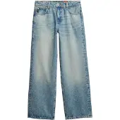 Superdry für Damen. W7011200A Blaue Jeans mit weitem Bein und mittlerer Höhe (34/32), Lässig, Denim, Bio-Baumwolle, Nachhaltig