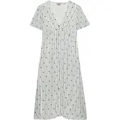 Superdry für Damen. W8012077A Beigefarbenes Midi-Teekleid mit Print (S), Lässig, Viskose, Kurzarm