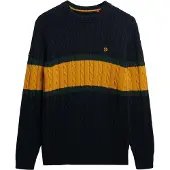 Superdry für Herren. M6110710A Jersey Cotton Stripe Cable marineblau (XL), Lässig, Baumwolle