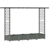 vidaXL Hochbeet mit Rankgitter und Dach Hellgrau 203 x 40 x 121 cm PP