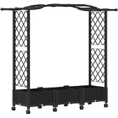 vidaXL Hochbeet mit Rankgitter und Dach Schwarz 169 x 40 x 129 cm PP