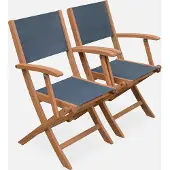 Sweeek - 2er-Set Gartensessel aus Holz, Klappbar - Anthrazit