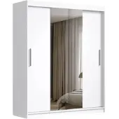 Masseno Schiebetürenschrank VIVA 200/215,5/59cm 2-türig mit Spiegel Weiß