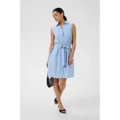 Kaffe Midikleid "Damen Kleid KAgiga", Damen, Gr. 44, N-Gr, blau (windsurfer), Obermaterial: 52% Polyester PES. 48% Baumwolle CO., Kleider Midikleid