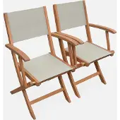 Sweeek - 2er-Set Gartensessel aus Holz, Klappbar - Taupe-Grau