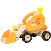 Goki Holzbagger Baufahrzeug Spielzeug rot für Kinder
