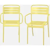 Sweeek - 2er-Set Gartensessel aus Stahl - Gelb