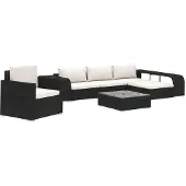 Syfax 8-tlg. Garten-Lounge-Set mit Auflagen Poly Rattan Schwarz