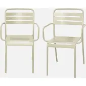 Sweeek - 2er-Set Gartensessel aus Stahl - Beige