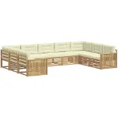 vidaXL Outdoor-Sofagarnitur 9 Stk. Weiß und Creme Massivholz Akazie