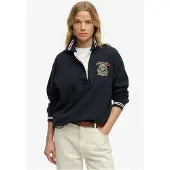 Superdry für Damen. W6012211A Crest Rugby Sweatshirt Marineblau (M), Lässig, Baumwolle, Langarm