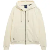 Superdry für Damen. W2012369A Kapuzensweatshirt mit Reißverschluss Velour Gebrochenes Weiß (XL), Lässig, Baumwolle